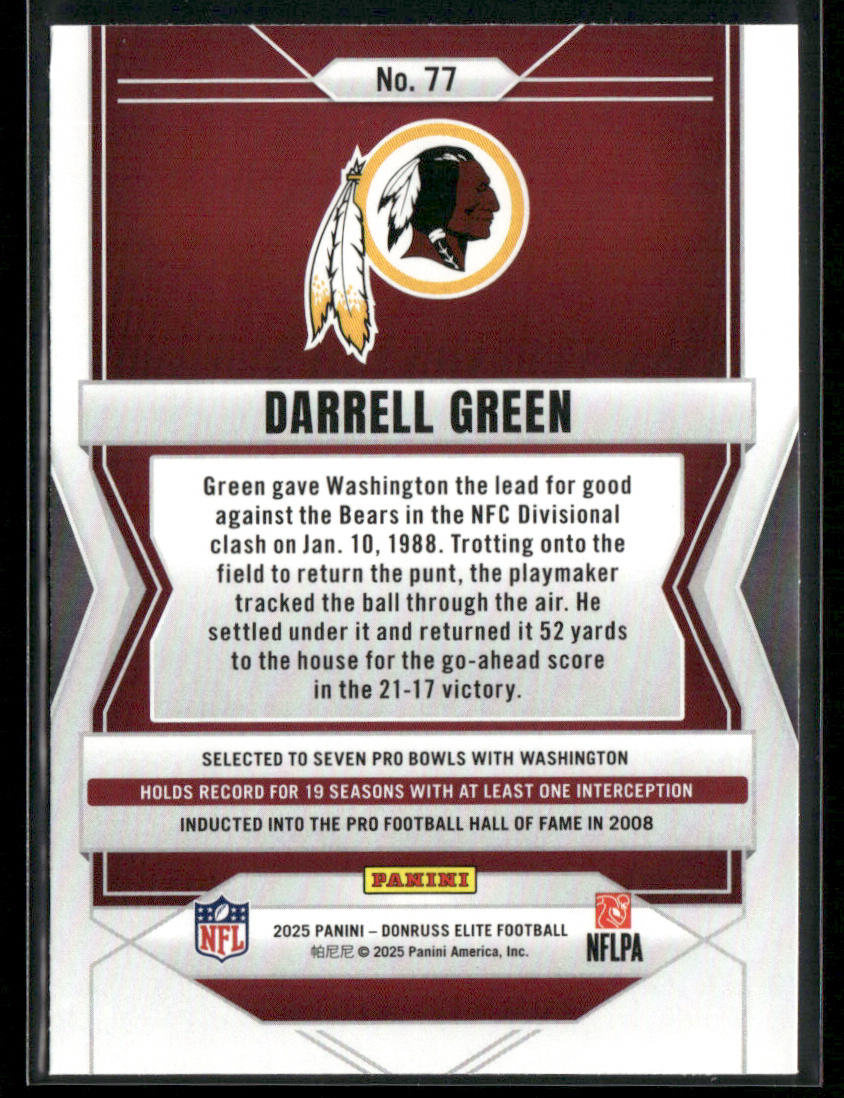 Darrell Green 2025 Donruss Elite #77 Washington Redskins