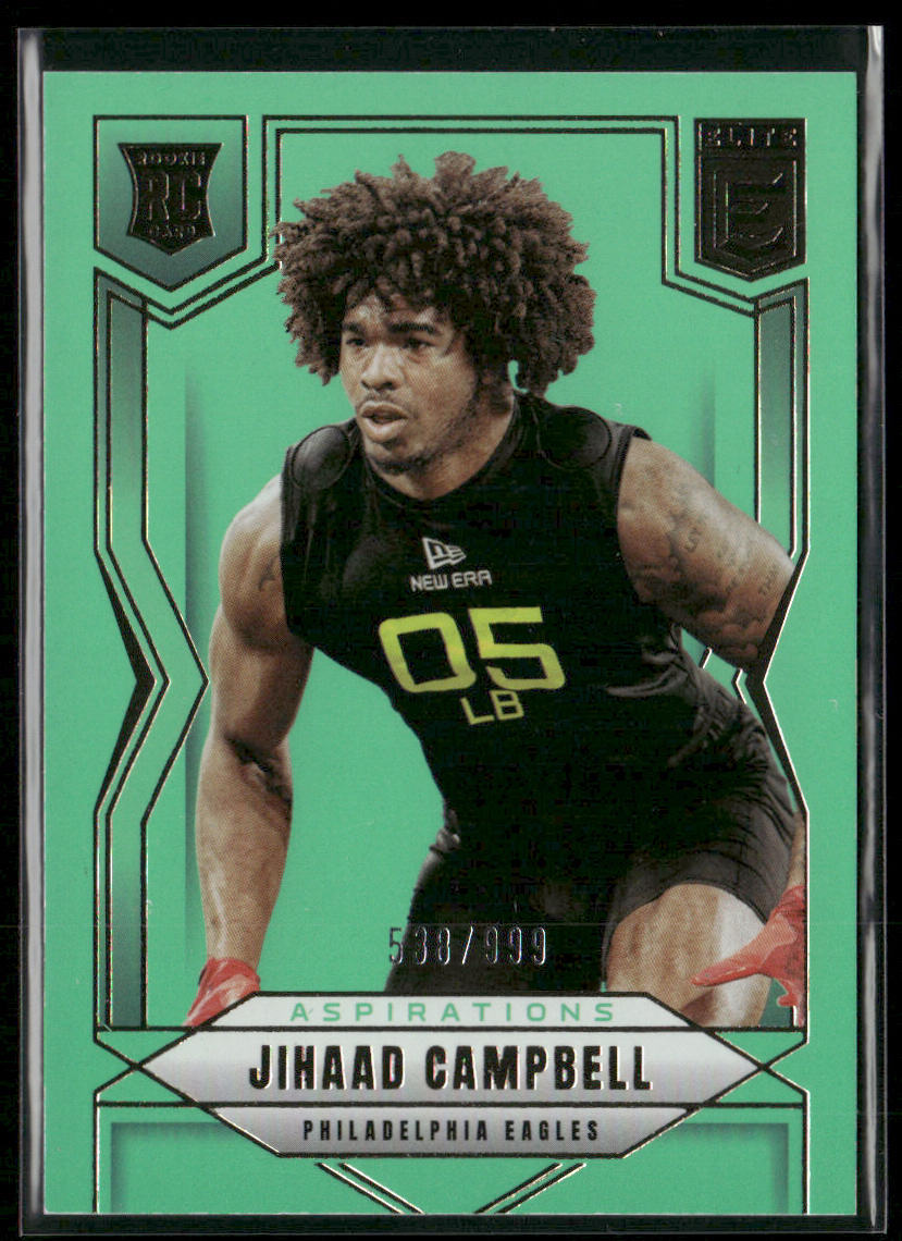 Jihaad Campbell 2025 Donruss Elite Aspirations Lime Green #198 SN,RC Eagles