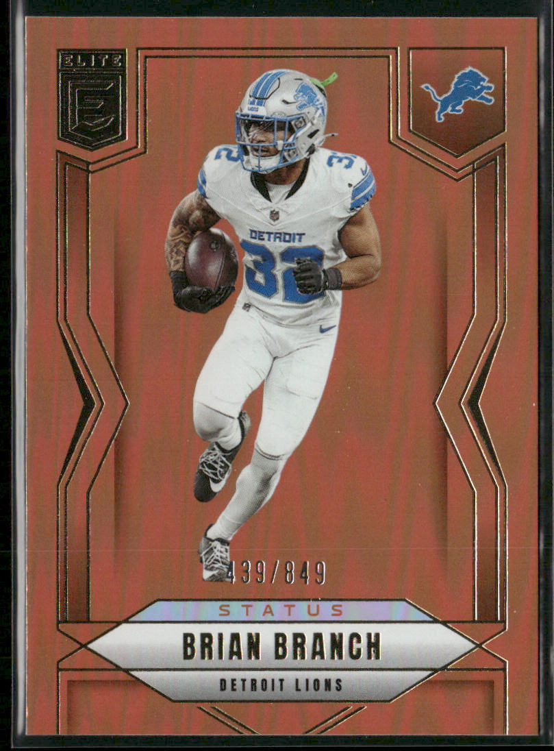 Brian Branch 2025 Donruss Elite Status Metallic Orange #15 SN Detroit Lions