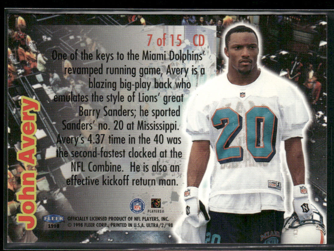 John Avery 1998 Ultra Caught in the Draft #7 CD Miami Dolphins