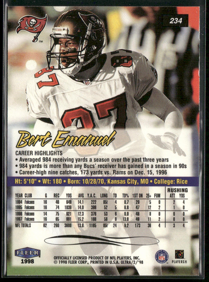 Bert Emanuel 1998 Ultra #234 Tampa Bay Buccaneers