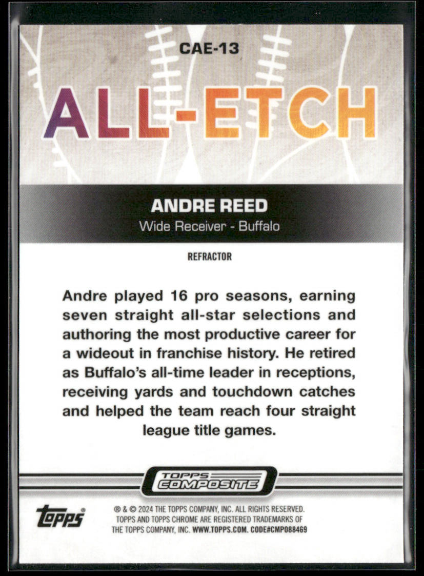 Andre Reed 2023 Topps Composite Chrome All-Etch Refractor #CAE-13 Buffalo Bills