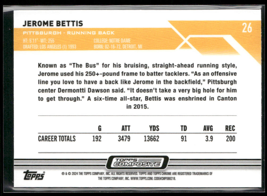 Jerome Bettis 2023 Topps Composite #26 Pittsburgh Steelers
