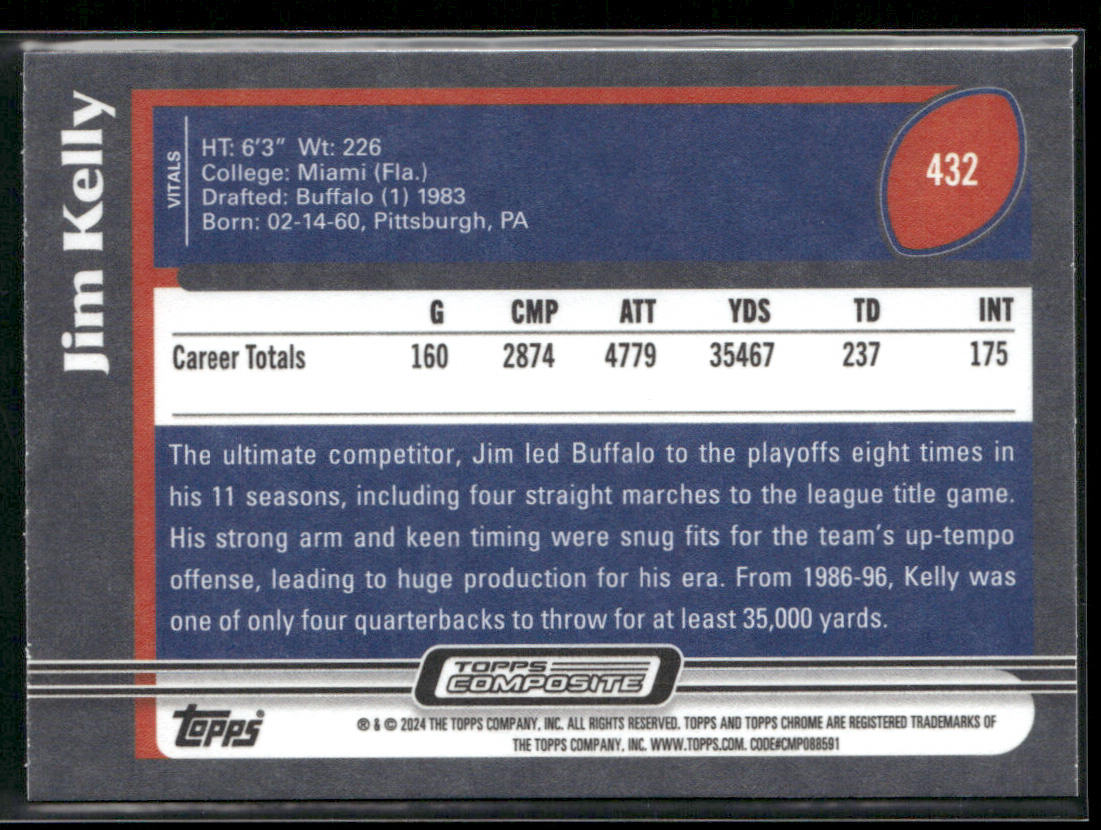Jim Kelly 2023 Topps Composite #432 Buffalo Bills