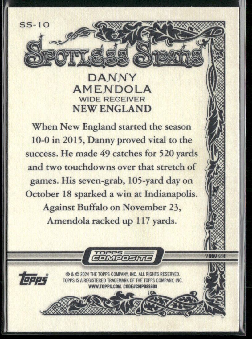 Danny Amendola 2023 Topps Composite Spotless Spans #SS-10 New England Patriots