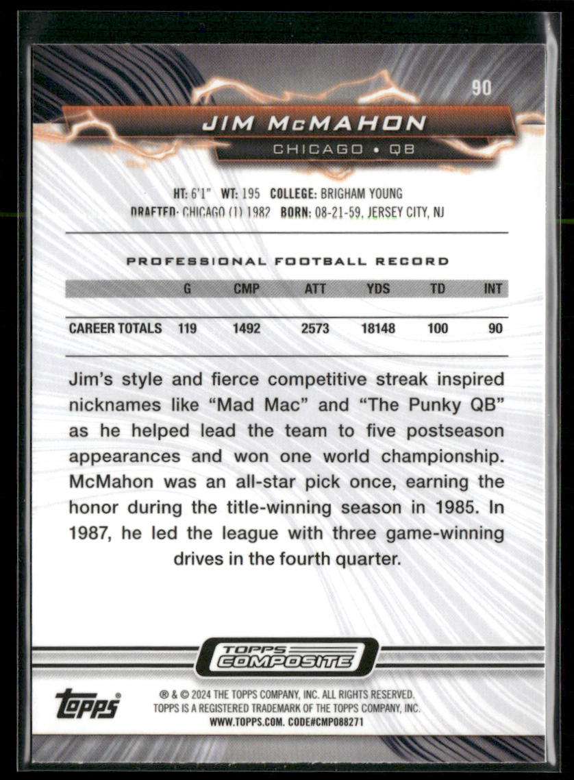 Jim McMahon 2023 Topps Composite #90 Chicago Bears back