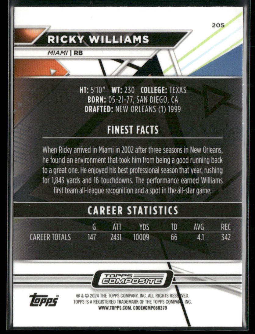 Ricky Williams 2023 Topps Composite #205 Miami Dolphins