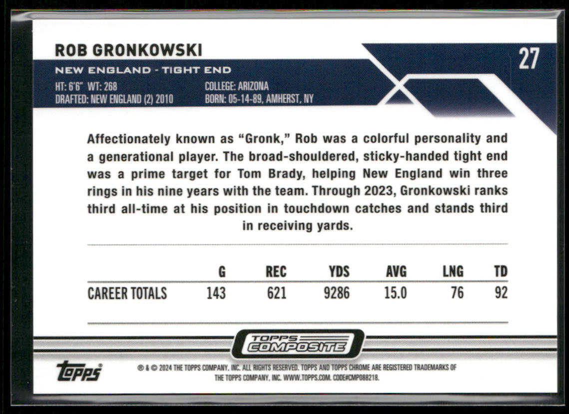 Rob Gronkowski 2023 Topps Composite Topps Chrome Green Refractor #27 Patriots