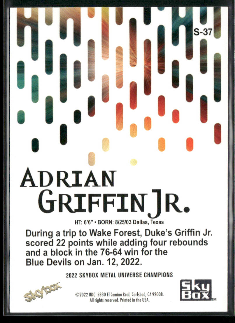 Adrian Griffin Jr. 2022 SkyBox Metal Universe Champions Skybox Premium #S-37