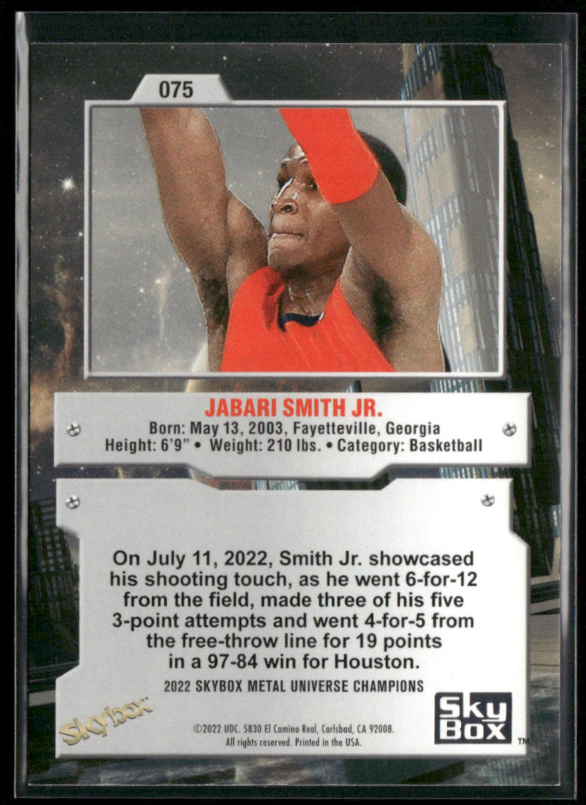 Jabari Smith 2022 SkyBox Metal Universe Champions Aqua #075