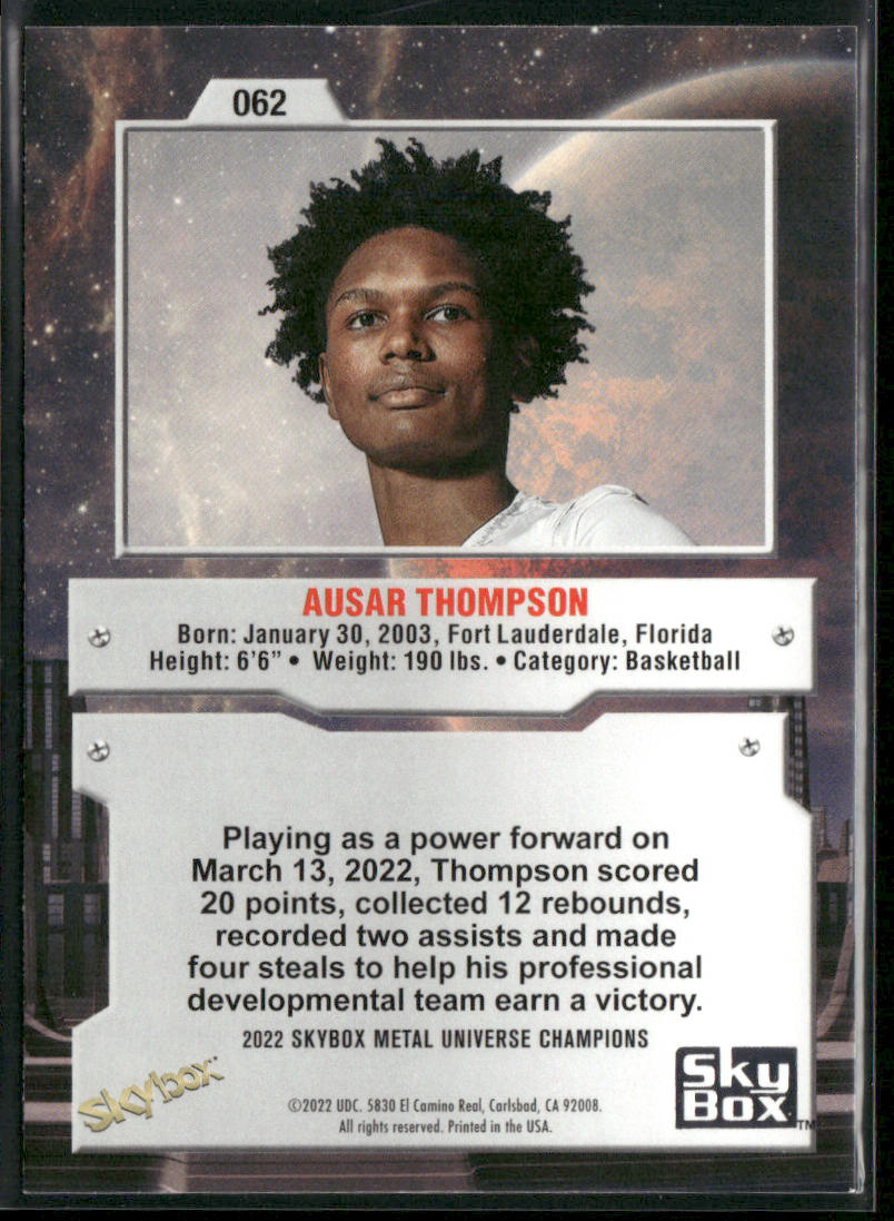 Ausar Thompson 2022 SkyBox Metal Universe Champions #062 Milwaukee Bucks