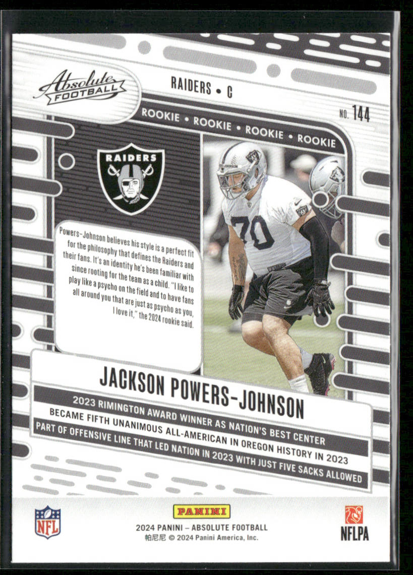Jackson Powers-Johnson 2024 Panini Absolute Red and Blue #144 Las Vegas Raiders