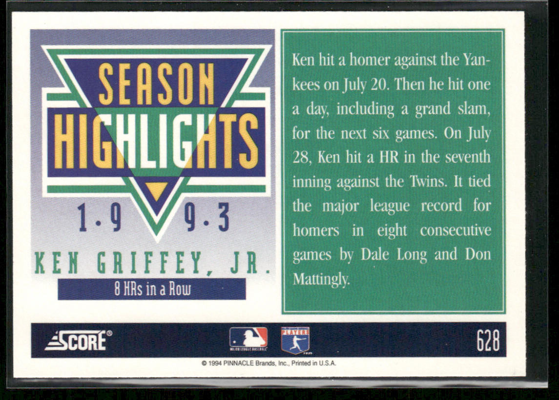 Ken Griffey, Jr. 1994 Score #628 Seattle Mariners
