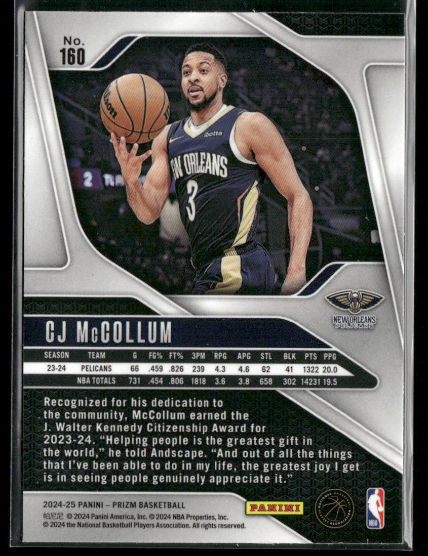 CJ McCollum 2024-25 Panini Prizm #160 New Orleans Pelicans