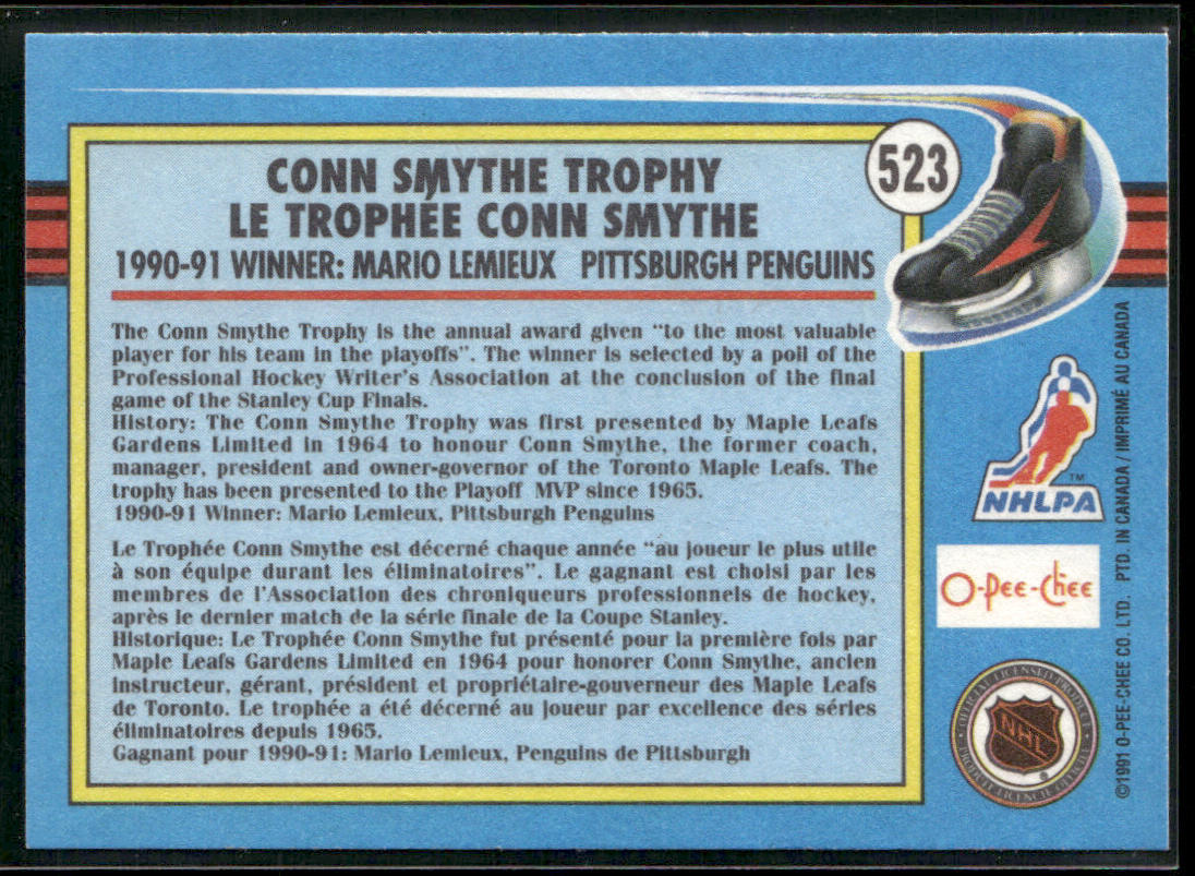 Mario Lemieux 1991-92 O-Pee-Chee #523 Pittsburgh Penguins