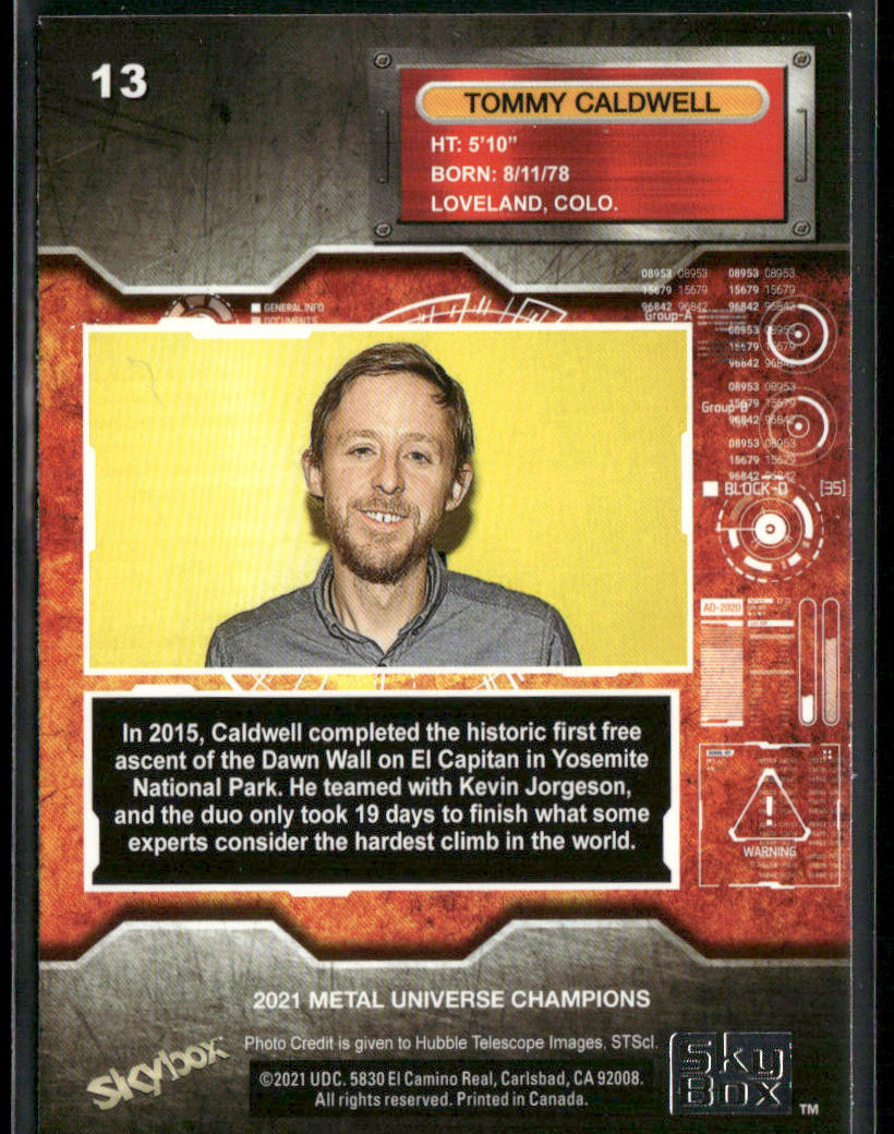 Tommy Caldwell 2021 SkyBox Metal Universe Champions #13 Chicago Cubs