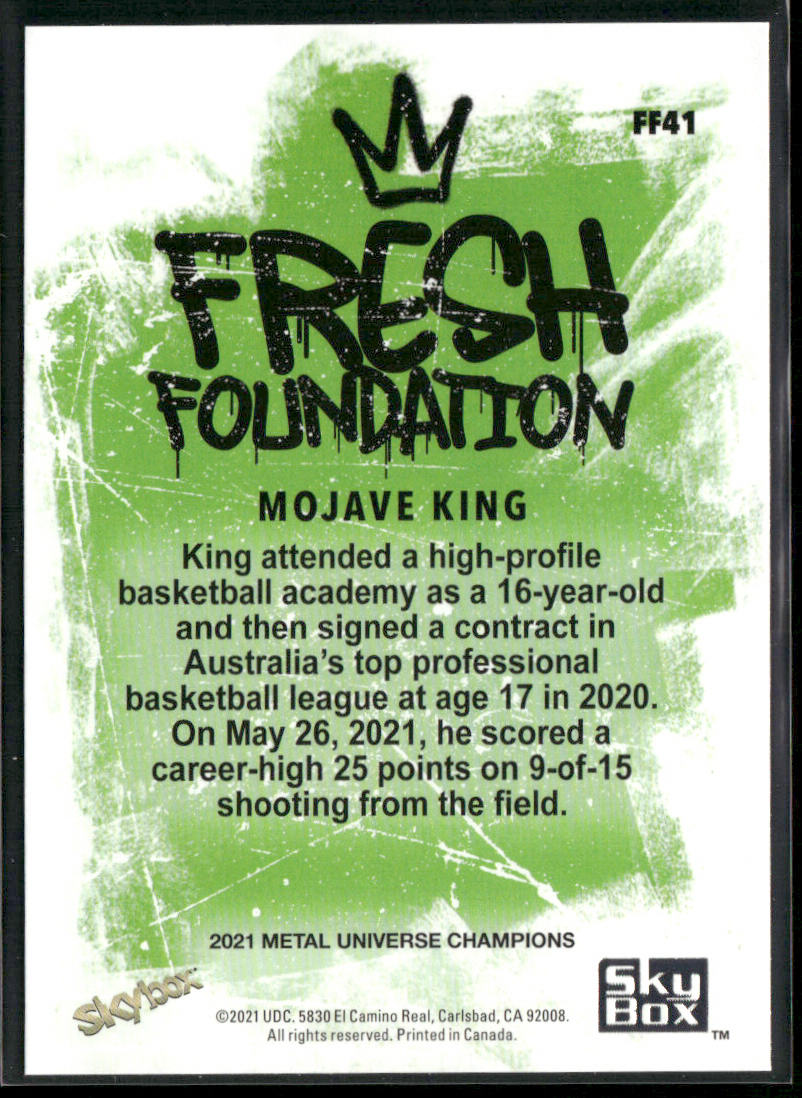 Mojave King 2021 SkyBox Metal Universe Champions Fresh Foundation #FF41