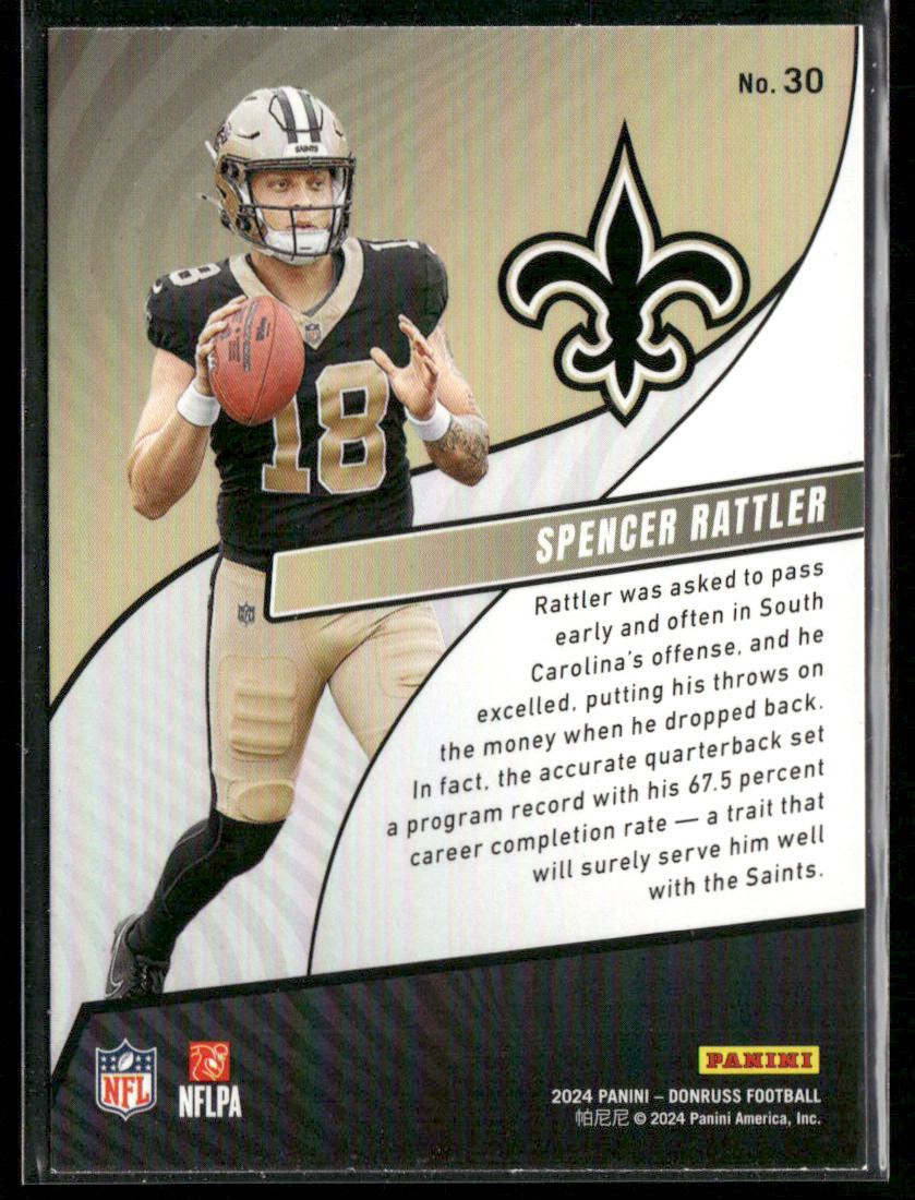 Spencer Rattler 2024 Donruss Rookie Revolution #30 New Orleans Saints