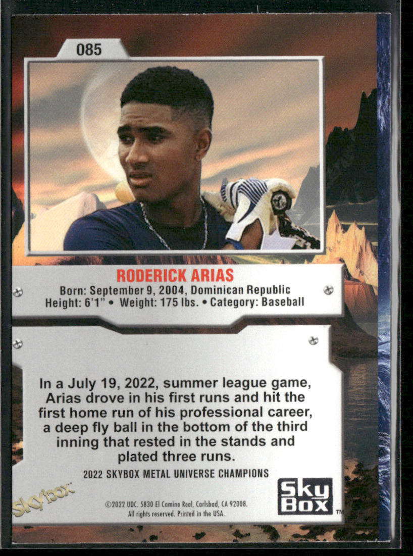 Roderick Arias 2022 SkyBox Metal Universe Champions Aqua #085