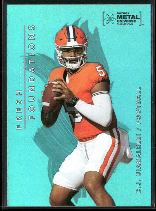 D.J. Uiagalelei 2022 SkyBox Metal Universe Champions Fresh Foundations Aqua #FF5