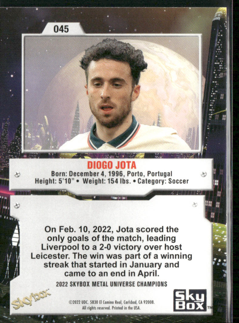 Diogo Jota 2022 SkyBox Metal Universe Champions #045 New York Yankees