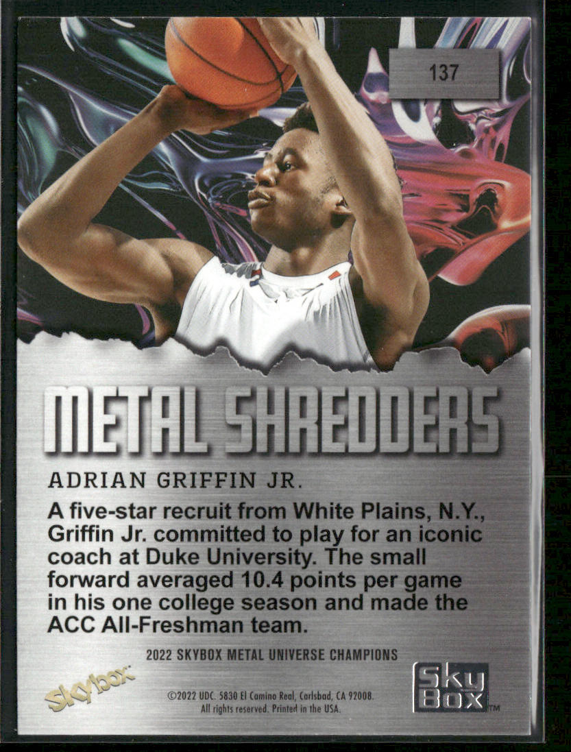 Adrian Griffin Jr. 2022 SkyBox Metal Universe Champions #137
