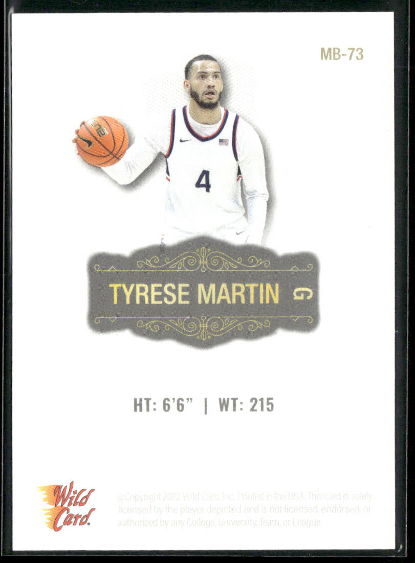Tyrese Martin 2022 Wild Card Matte White #MB-73 Connecticut Huskies
