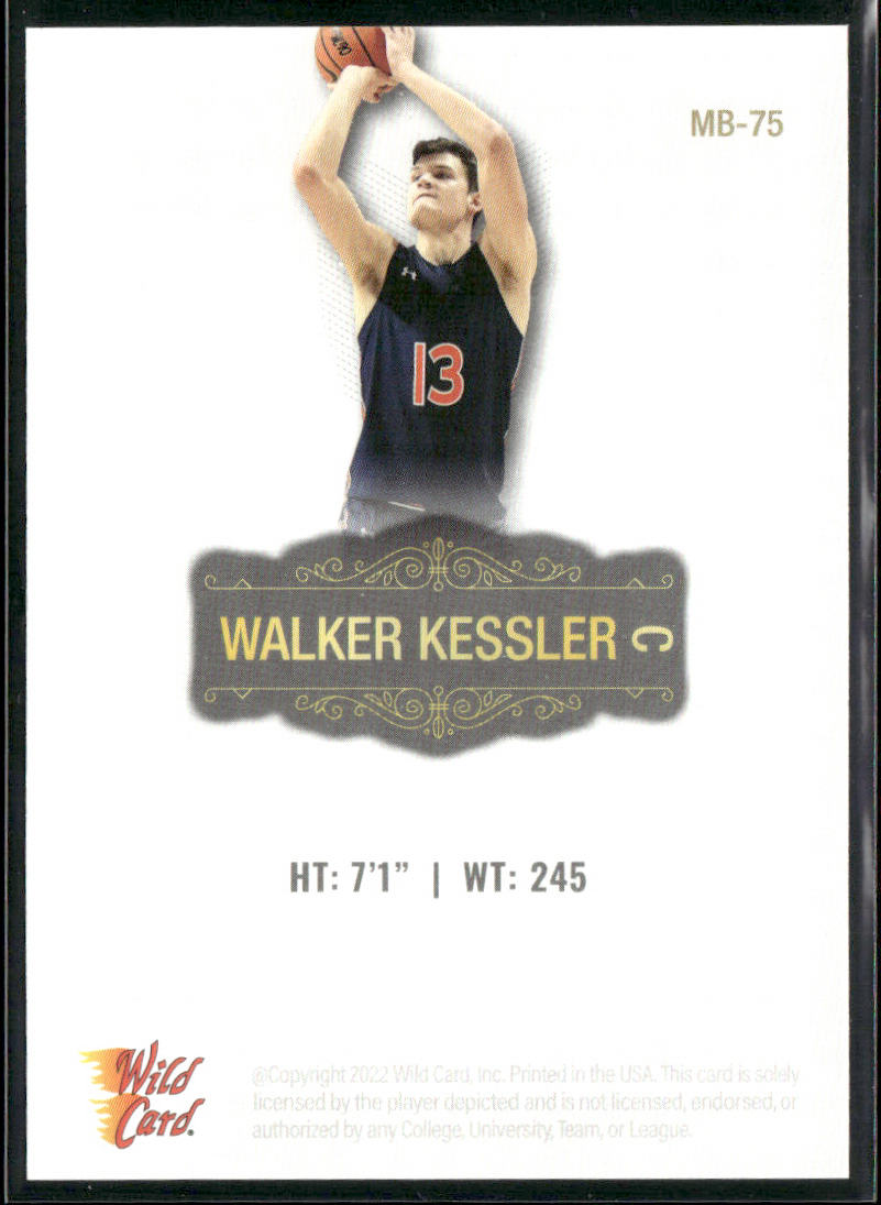 Walker Kessler 2022 Wild Card Matte White #MB-75 Auburn Tigers