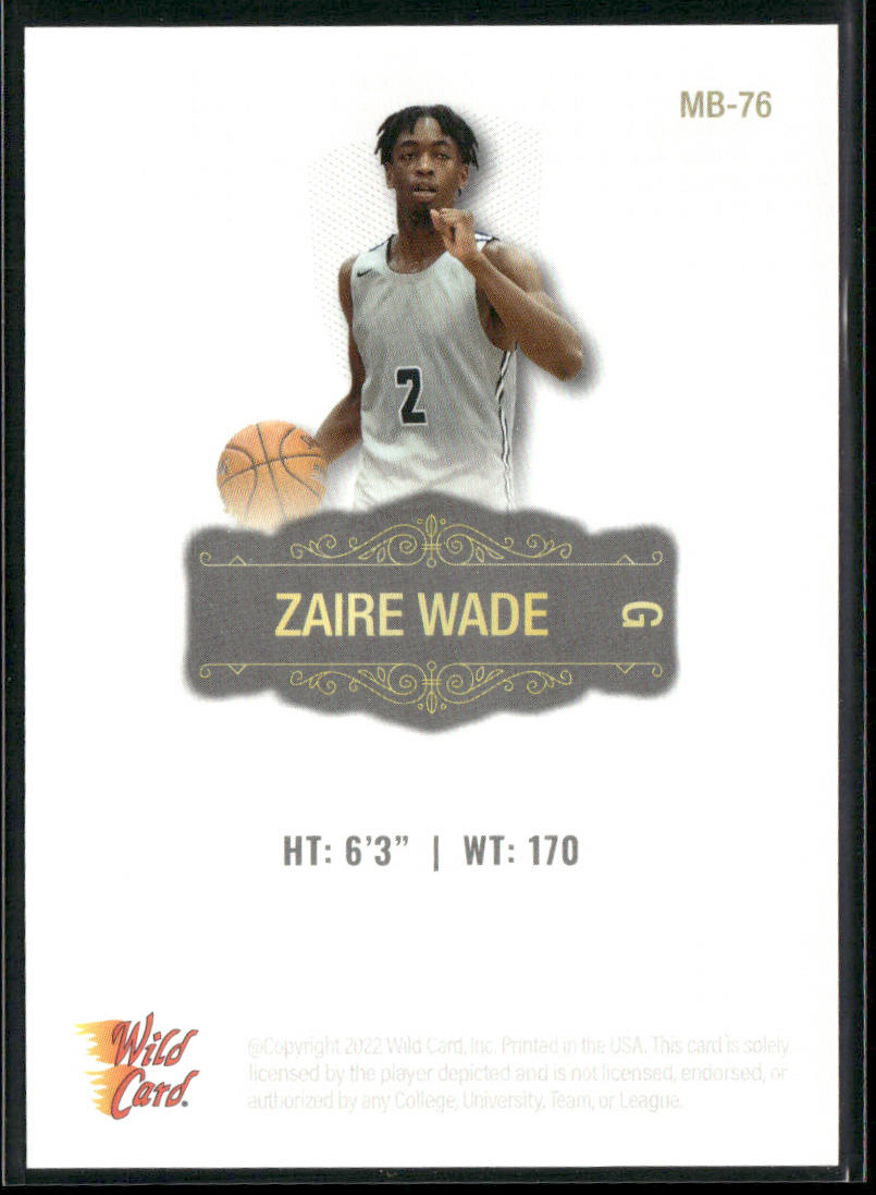 Zaire Wade 2022 Wild Card Matte White #MB-76