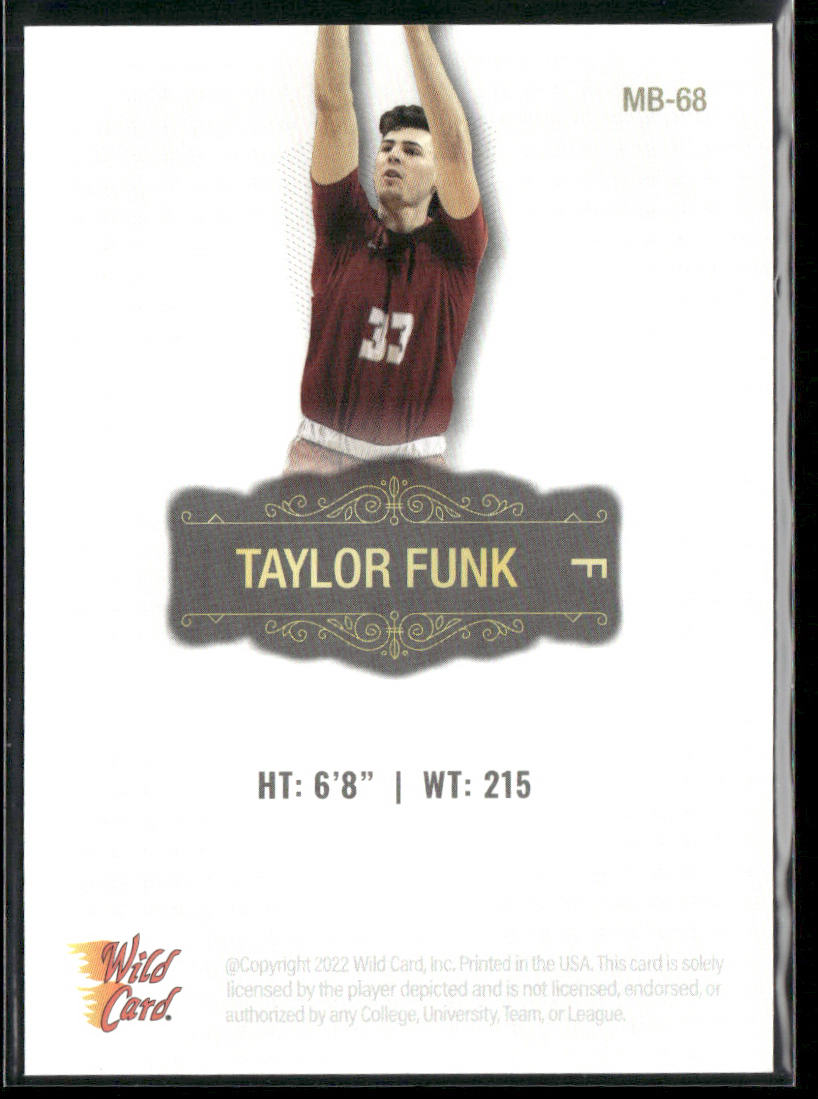 Taylor Funk 2022 Wild Card Matte White #MB-68 Saint Joseph's Hawks
