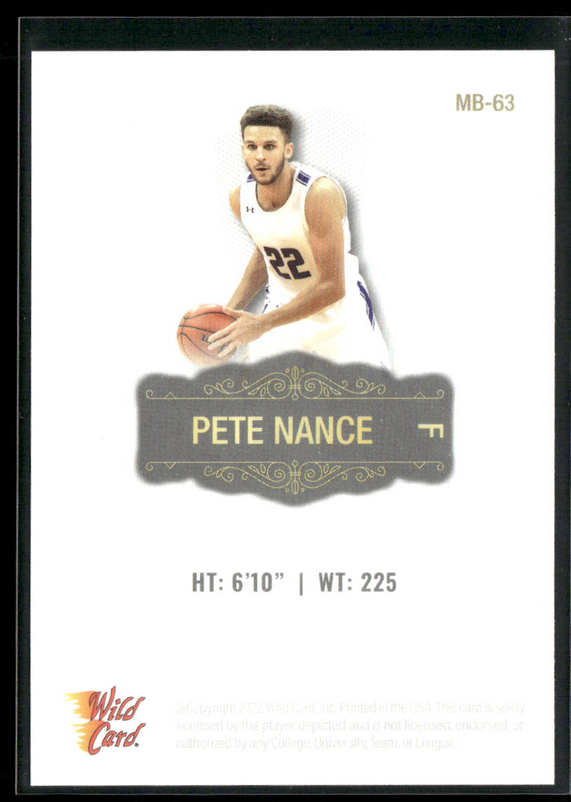 Pete Nance 2022 Wild Card Matte White #MB-63 Northwestern Wildcats