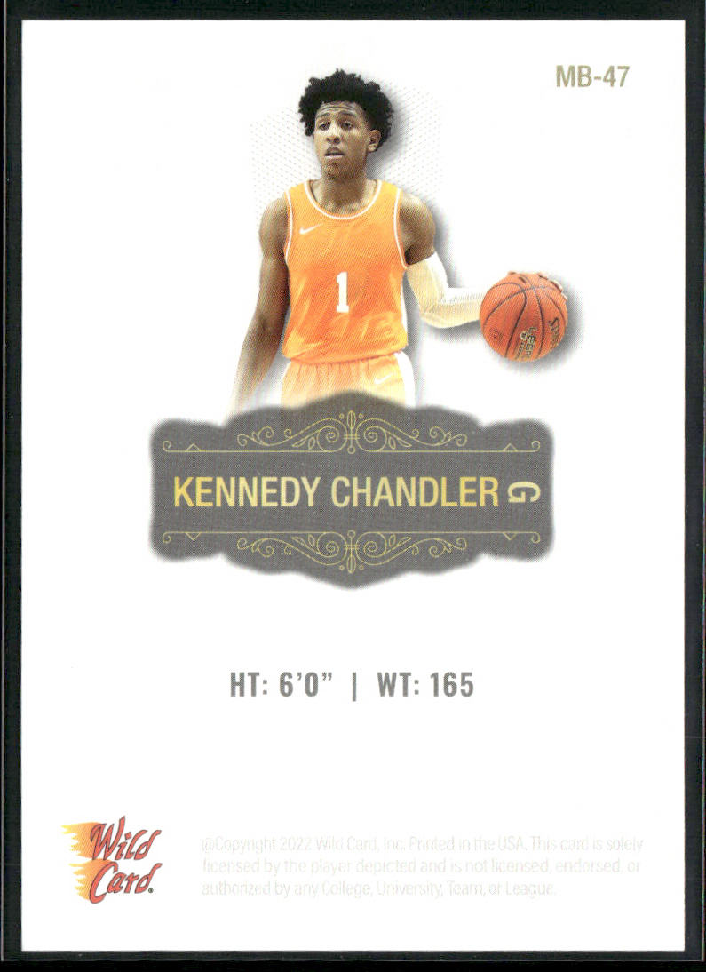Kennedy Chandler 2022 Wild Card Matte White #MB-47 Tennessee Volunteers