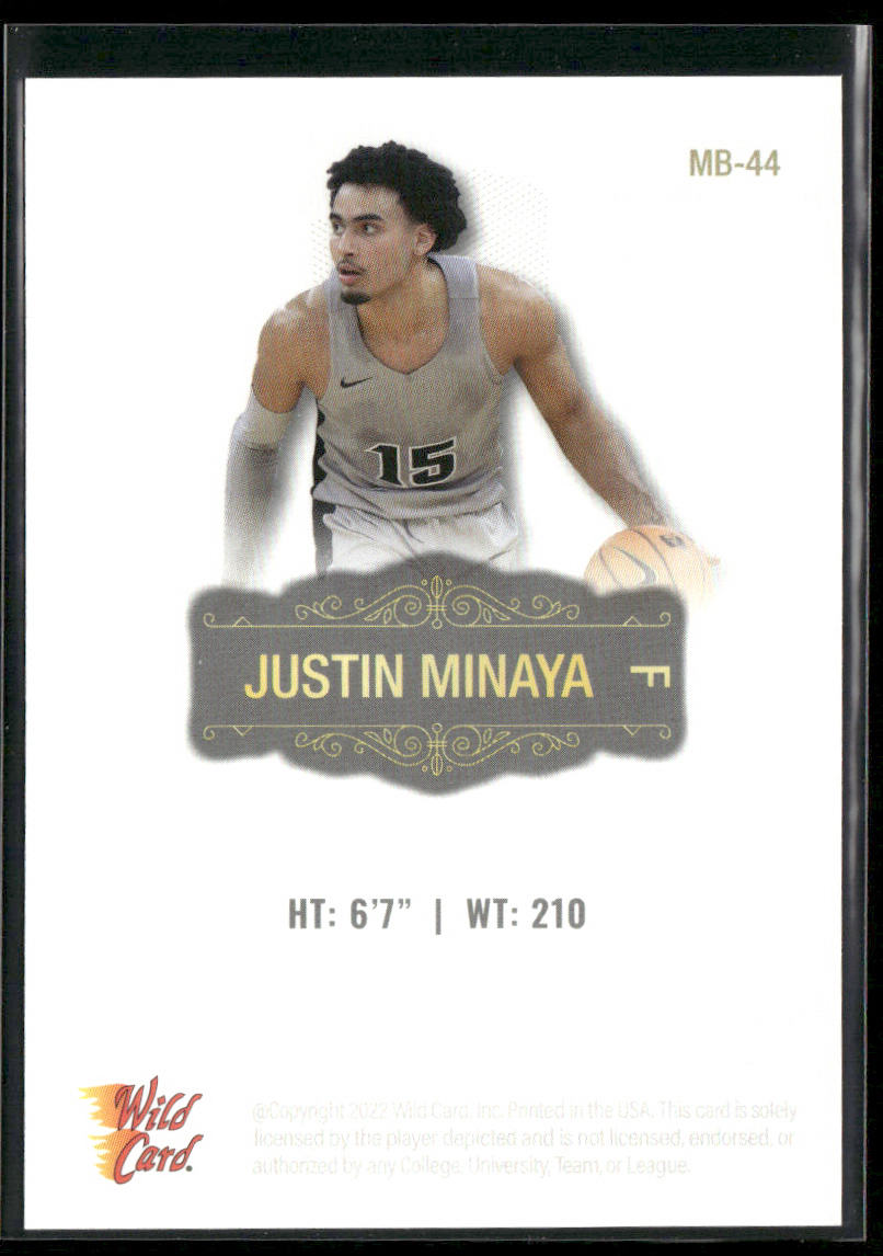 Justin Minaya 2022 Wild Card Matte White #MB-44 Providence Friars