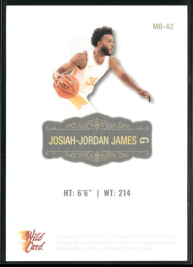 Josiah-Jordan James 2022 Wild Card Matte White #MB-42 Tennessee Volunteers