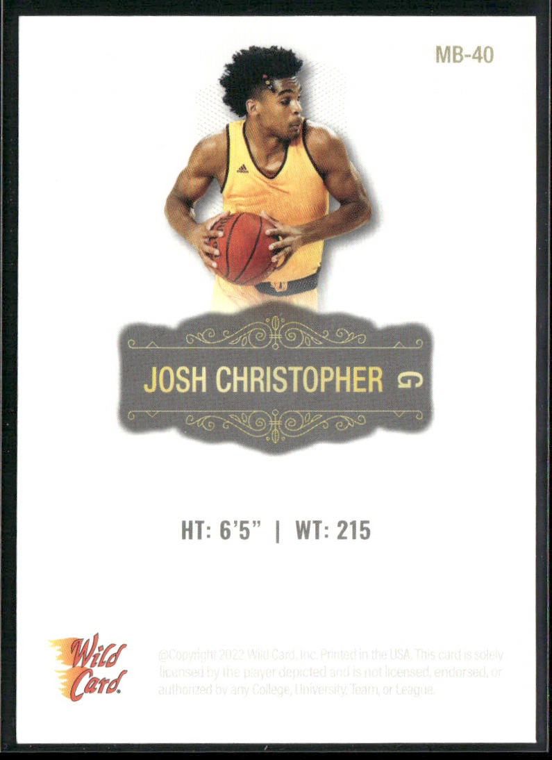Josh Christopher 2022 Wild Card Matte White #MB-40 Houston Rockets