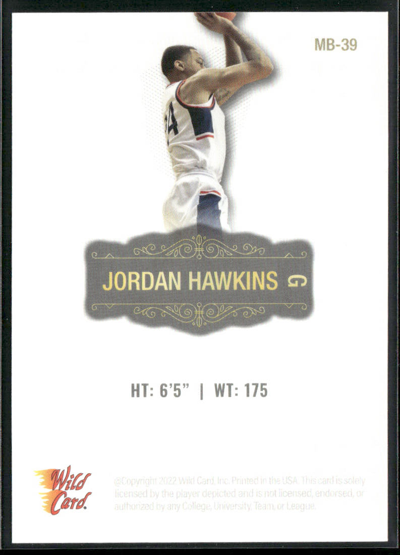 Jordan Hawkins 2022 Wild Card Matte White #MB-39 Connecticut Huskies