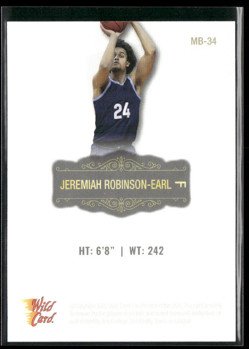 Jeremiah Robinson-Earl 2022 Wild Card Matte White #MB-34 Villanova Wildcats