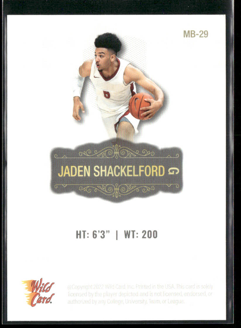 Jaden Shackelford 2022 Wild Card Matte White #MB-29 Alabama Crimson Tide