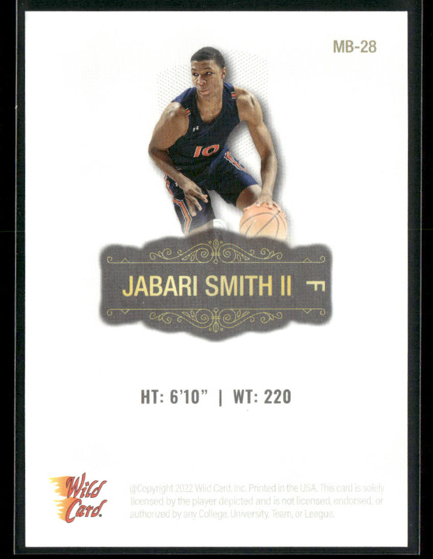 Jabari Smith 2022 Wild Card Matte White #MB-28 Auburn Tigers
