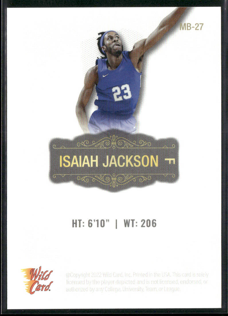 Isaiah Jackson 2022 Wild Card Matte White #MB-27 Indiana Pacers