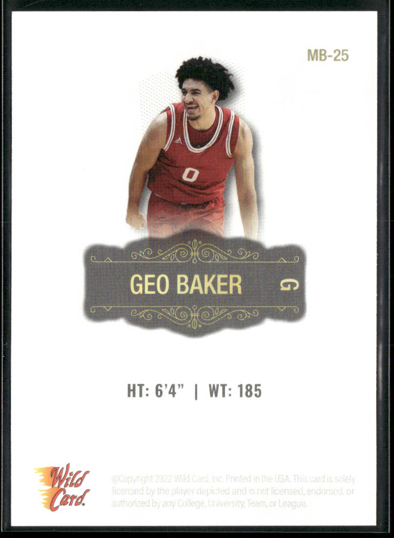Geo Baker 2022 Wild Card Matte White #MB-25 Rutgers Scarlet Knights