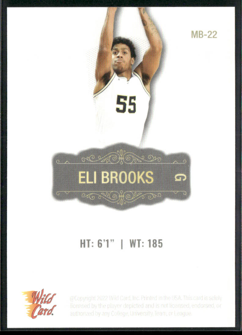 Eli Brooks 2022 Wild Card Matte White #MB-22 Michigan Wolverines