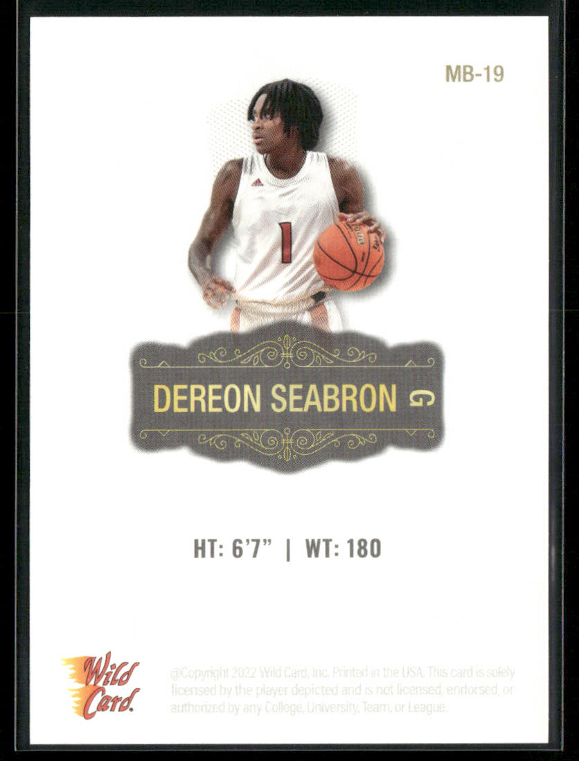 Dereon Seabron 2022 Wild Card Matte White #MB-19 NC State Wolfpack
