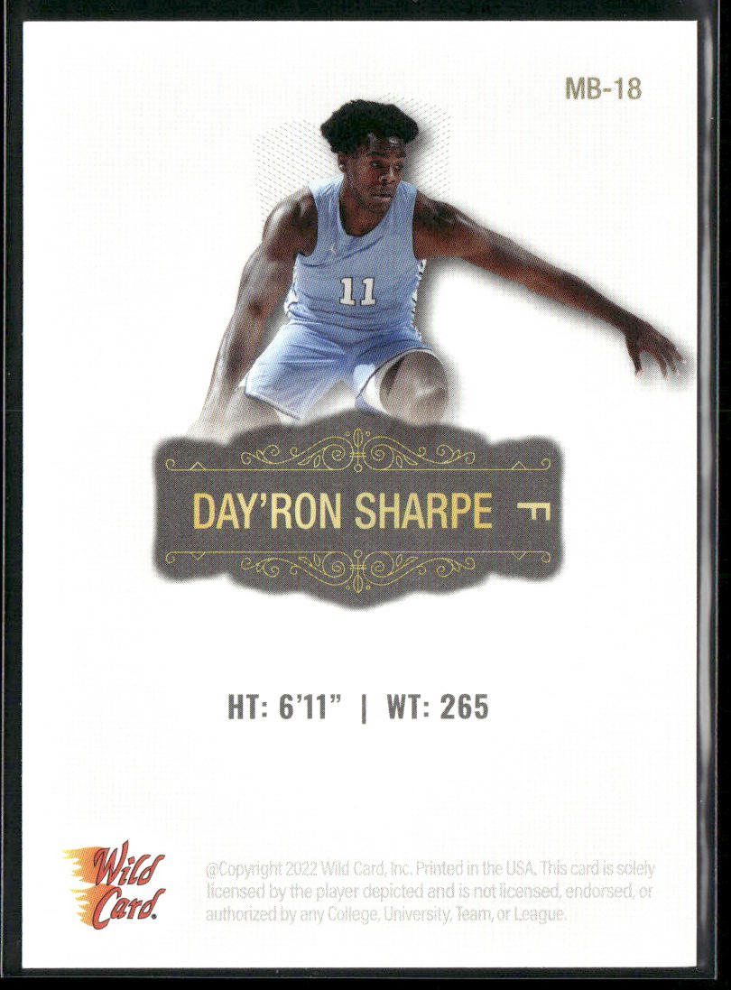 Day'Ron Sharpe 2022 Wild Card Matte White #MB-18 Long Island Nets