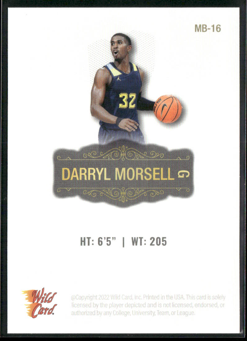Darryl Morsell 2022 Wild Card Matte White #MB-16 Marquette Golden Eagles