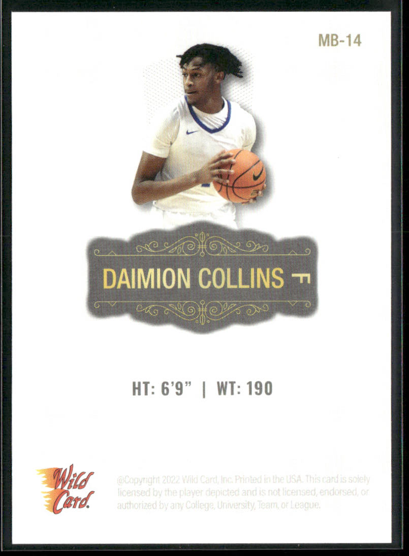Daimion Collins 2022 Wild Card Matte White #MB-14 Kentucky Wildcats