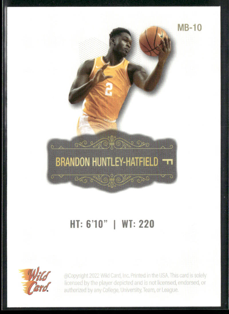 Brandon Huntley-Hatfield 2022 Wild Card Matte White #MB-10 Tennessee Volunteers