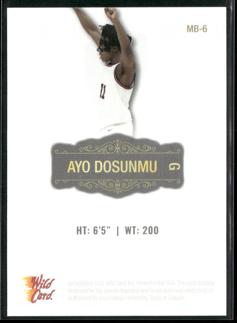 Ayo Dosunmu 2022 Wild Card Matte White #MB-6 Chicago Bulls