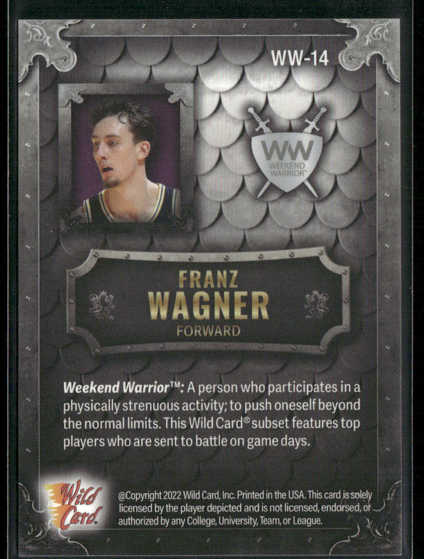 Franz Wagner 2022 Wild Card Matte Weekend Warrior Silver/White/Purple #WW-14
