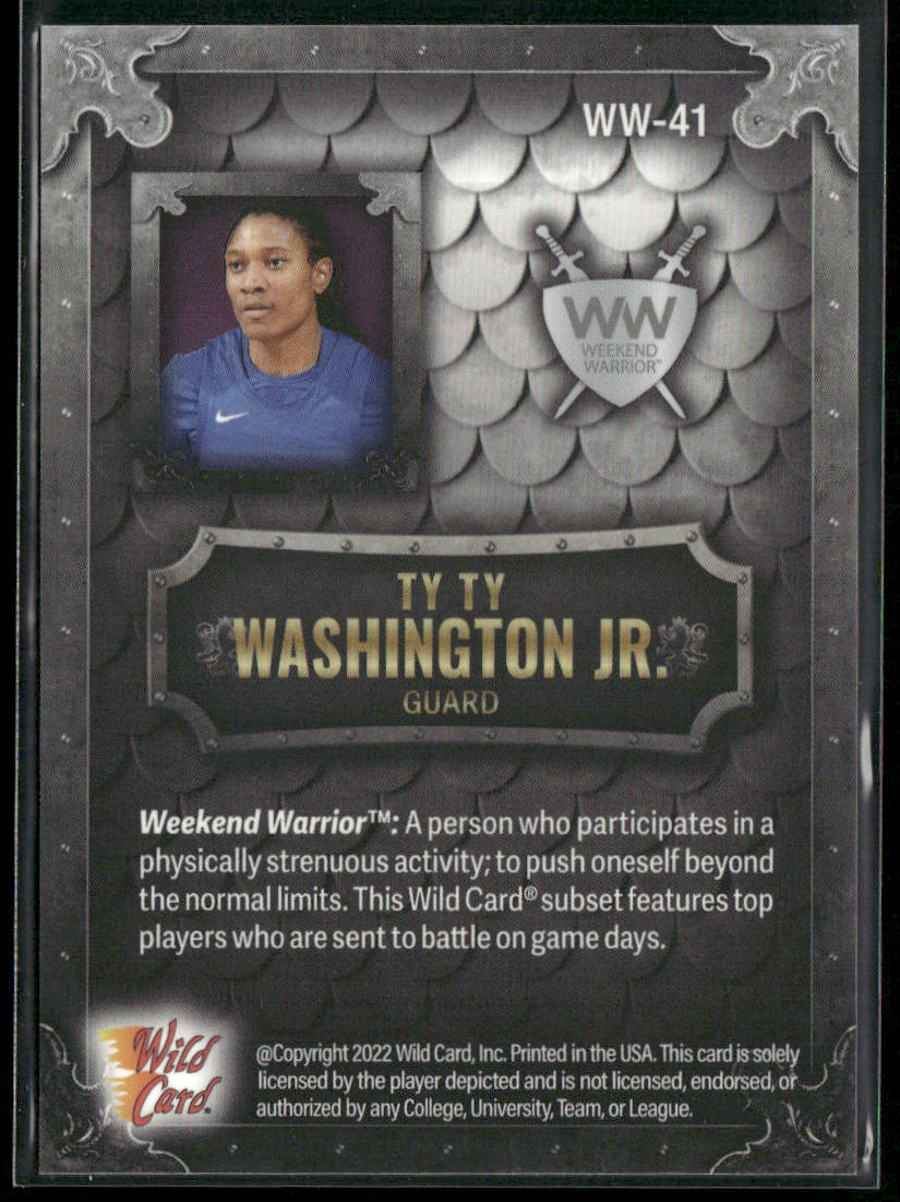 TyTy Washington Jr. 2022 Wild Card Matte Weekend Warrior Silver/White/Purple